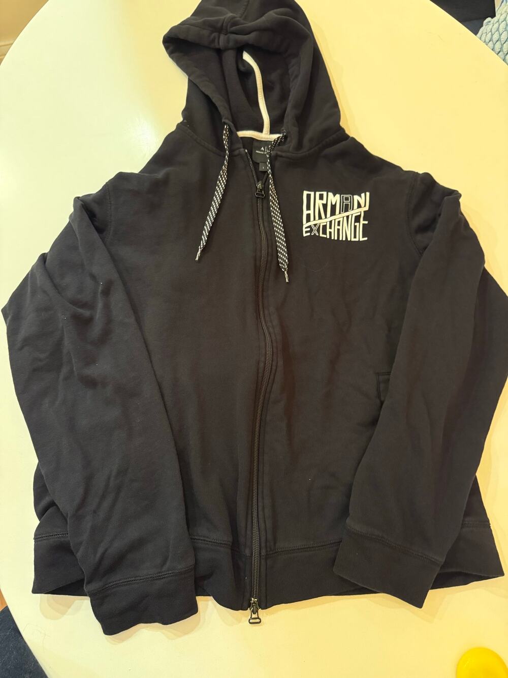 Armani Exchange Black Logo Zip Up Hoodie Men’s Large